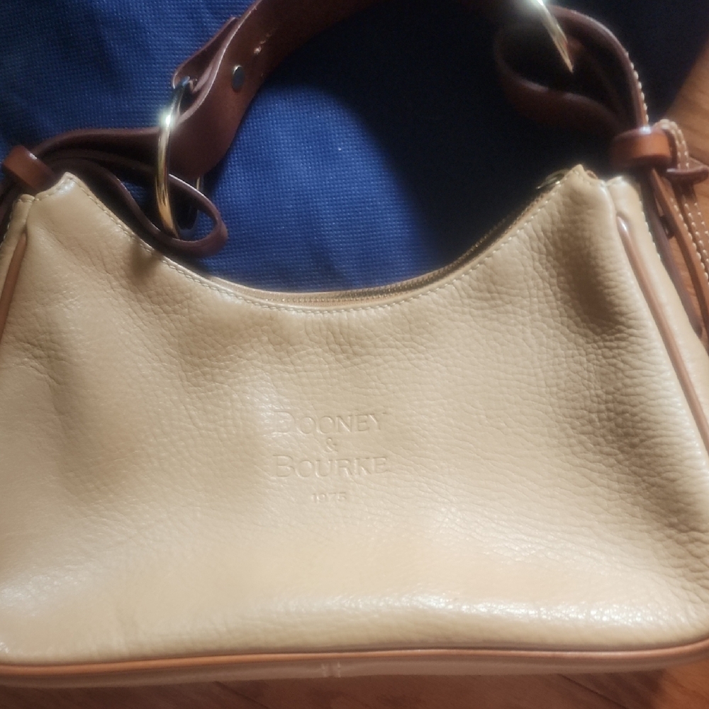 Dooney & Bourke Cream and Brown Leather Shoulder Bag